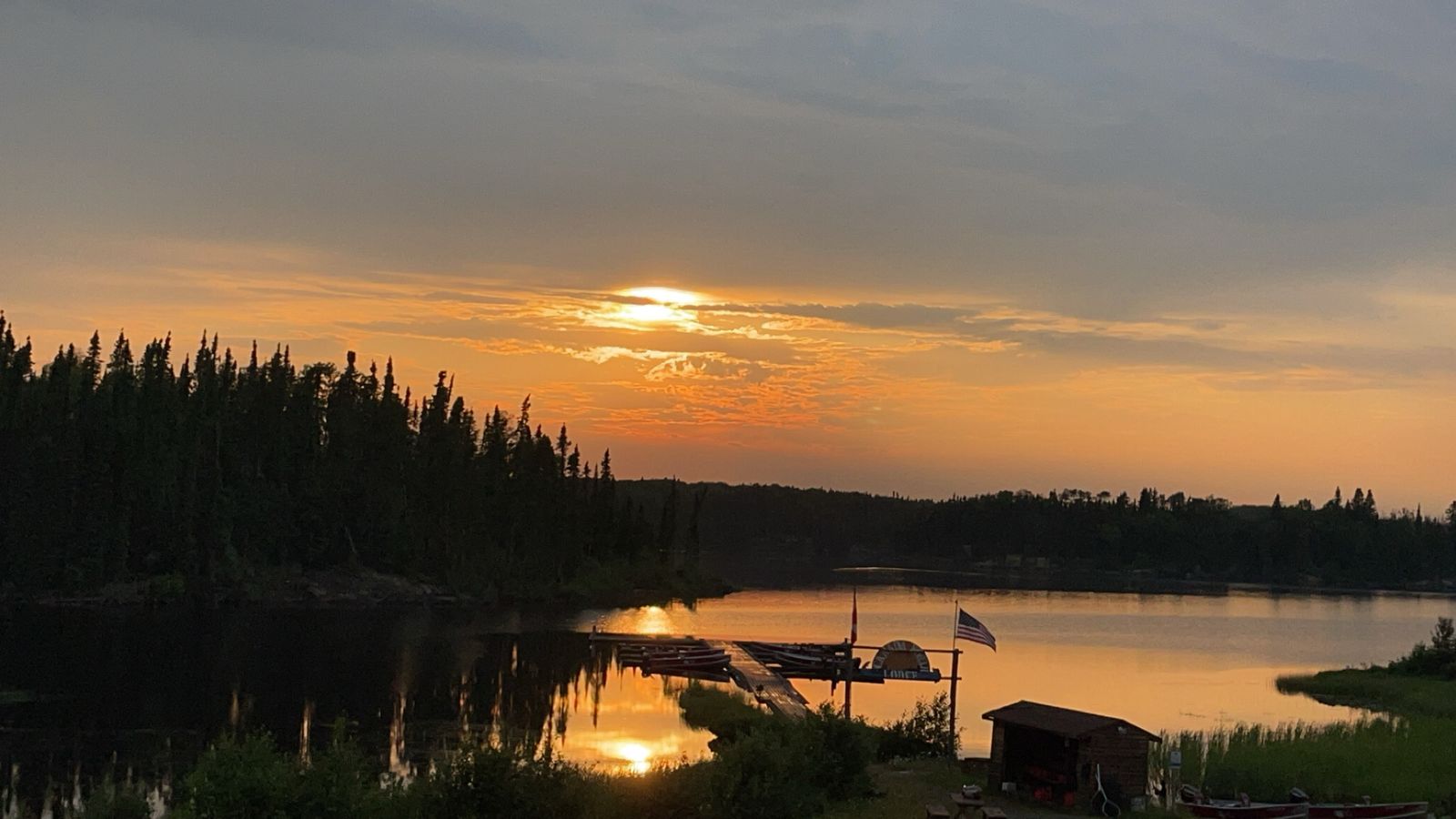 Sunset at the Canada North Lodge dock