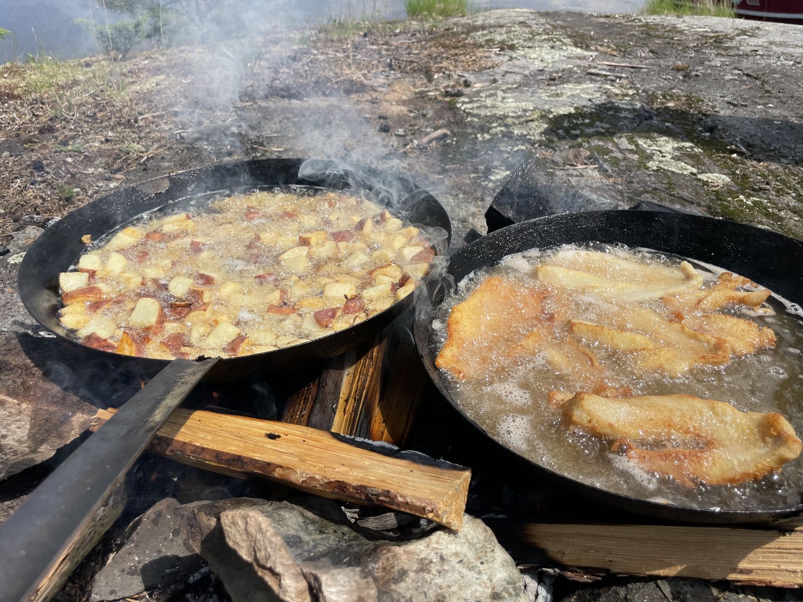 Shore lunch on the water